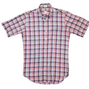 Vintage Peter Millar Indian Madras Shirt Mens Small Multi Plaid 90s Short Sleeve